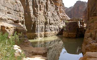 Das Guelta liegt in den Felsen und ist so vor der Sonne gut geschützt, Admer Massiv, Algerien