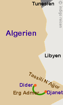 Karte Kameltrekking von Dider nach Djanet, Algerien