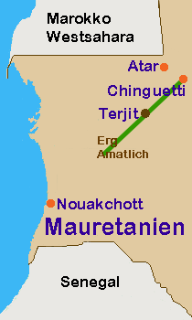 Karte Kameltrekking Erg Amatlich, Mauretanien