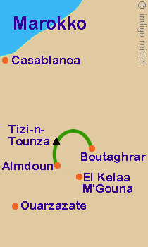 Karte Kameltrekking M'Goun, Marokko